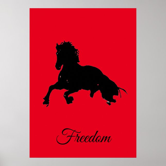 Poster Arte Pop de Cavalo Negro Vermelho Liberdade (Frente)