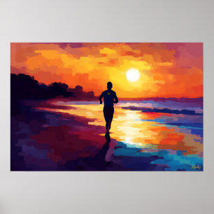Poster Arte Pop de Corrida ao Pôr do Sol – Arte de Corred