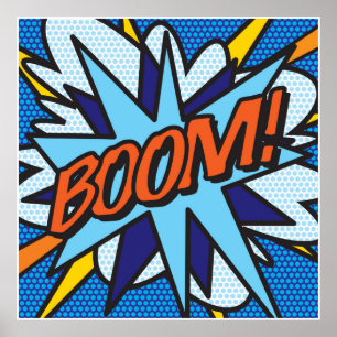 Pôster Arte Pop de Quadrinhos BOOM Super-herói