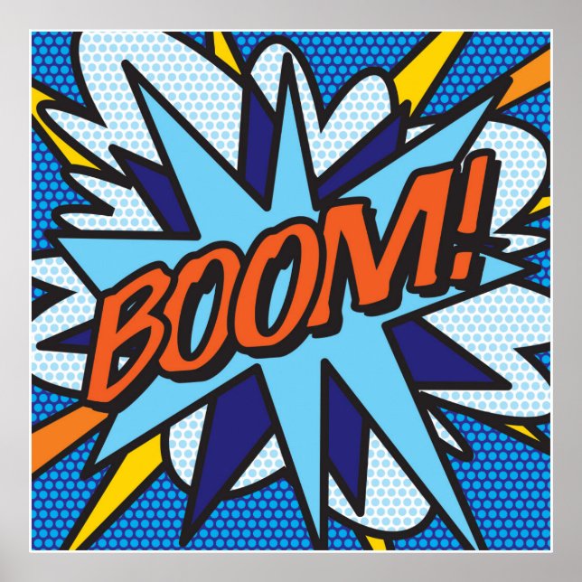 Pôster Arte Pop de Quadrinhos BOOM Super-herói (Frente)