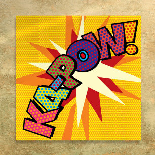 Poster Arte Pop de Quadrinhos Retrô Divertida KA-POW