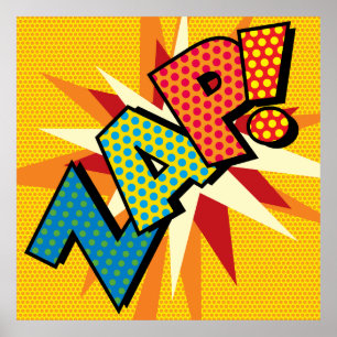Pôster Arte Pop de Quadrinhos Retrô Divertido ZAP