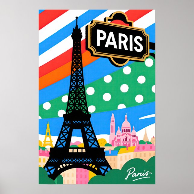 Poster Arte Pop de Viagem para Paris (Frente)