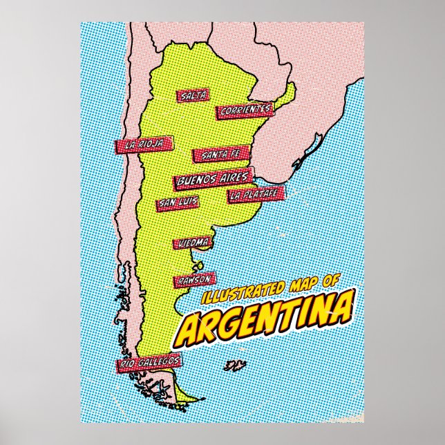 Poster Arte Pop Ilustrado Argentina (Frente)