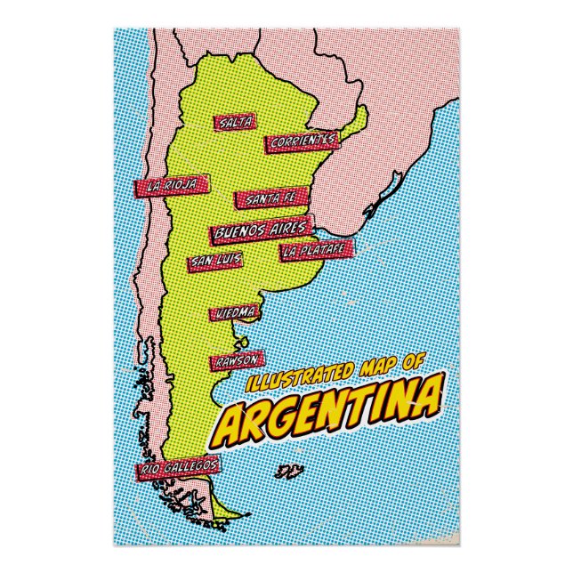 Pôster Arte Pop Ilustrado Argentina (Frente)