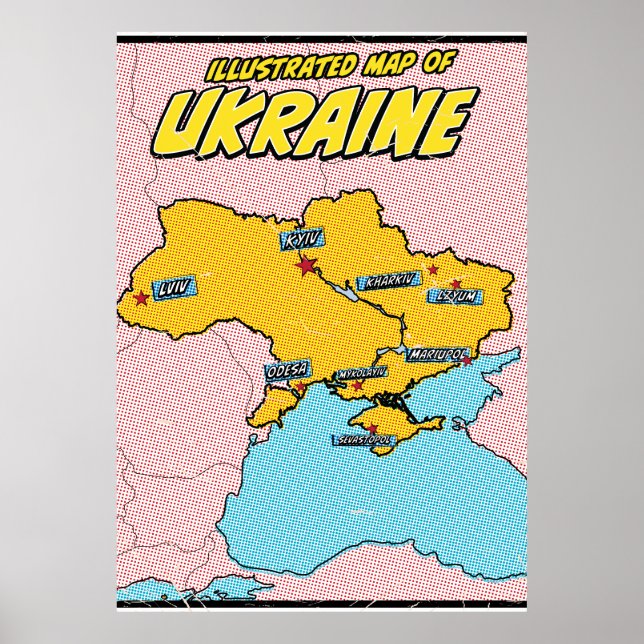 Poster Arte Pop Ilustrado Ucrânia  (Frente)