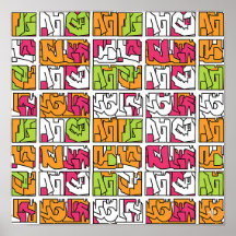 Arte Pop Ousado Grafite Sem Costura Tecido e Papel