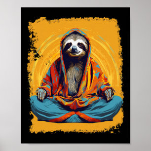 Poster Arte Pop Vintage Animal Zoológico Preguiça Ioga