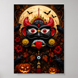 Poster Arte Popular Bommai Drishti Olhar Mau Halloween Gó