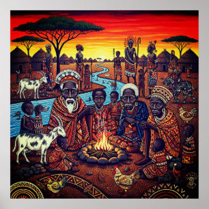 Poster Arte popular cultural de uma cena do patrimônio af
