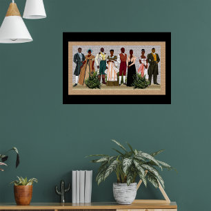 Poster Arte popular do afro-americano, anéis da liberdad