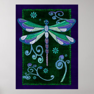 Pôster Arte popular Jeweled elegante da libélula