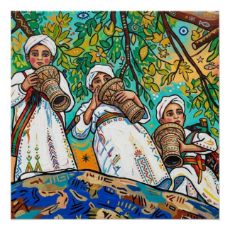 Pôster Arte Popular Marroquina Ahwash Amazigh Brilhante