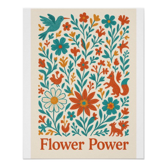 Pôster Arte Popular Otomi Flower Power (Frente)