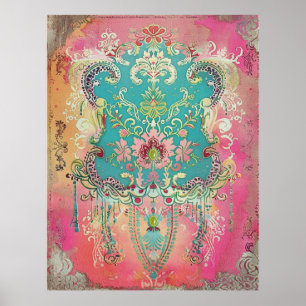 Poster Arte Popular Sueca Etnia Escandinava Vintage