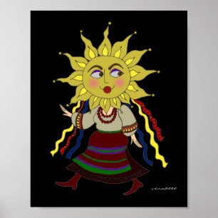 Poster Arte popular ucraniana da Sun Woman