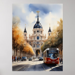 Poster Arte por aquarela de Madrid