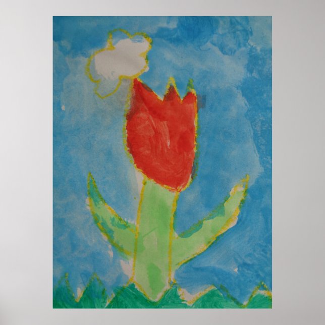 Poster Arte por Crianças, Pintura por Aquarela, Tulipa, P (Frente)