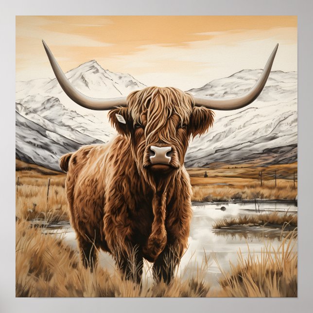 Poster Arte por vaca Highland (Frente)