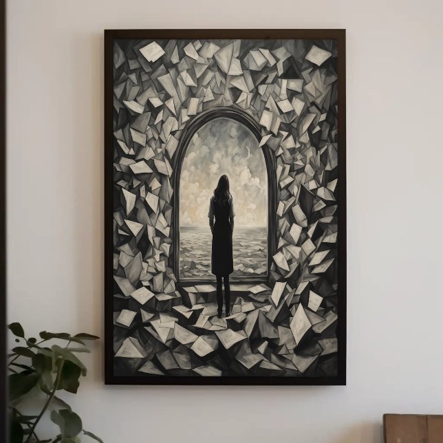 Pôster Arte Poster de Papéis Flutuantes Monocromáticos Su (Criador carregado)