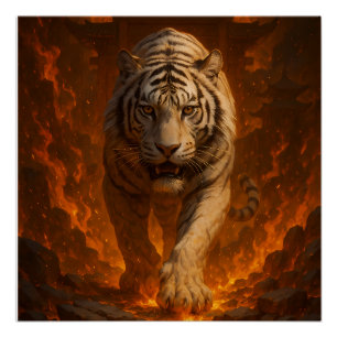 Pôster Arte Premium de Parede Tigre Branco Vulcânico – Ar