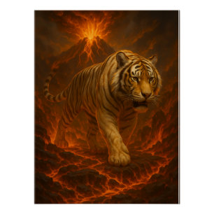 Pôster Arte Premium para Parede Tigre Branco Vulcânico –