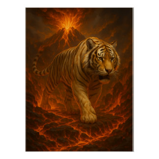 Pôster Arte Premium para Parede Tigre Branco Vulcânico –