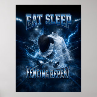 Poster Arte Presente de Bootleg de Esgrima Retro