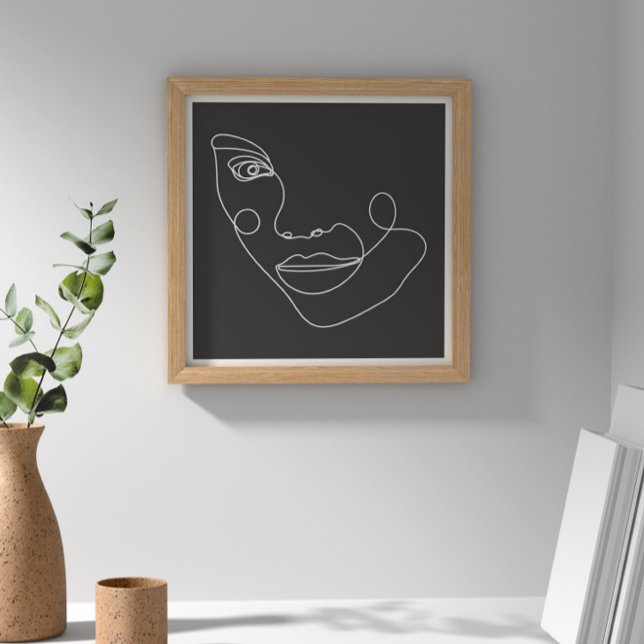Poster Arte Preta e Branca da Linha da Cara da Mulher (Criador carregado)