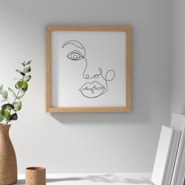 Poster Arte Preta e Branca da Linha da Cara da Mulher (Criador carregado)