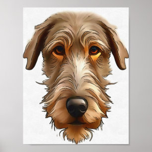Poster Arte Preta Retrato Retrato do Pet de Wolfhound Irl