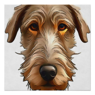 Pôster Arte Preta Retrato Retrato do Pet de Wolfhound Irl