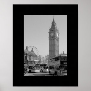 Poster Arte preto e branco de Big Ben e de Westminster