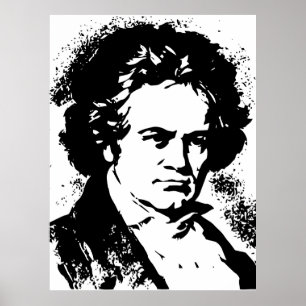 Pôster Arte preto e branco do vetor de Beethoven