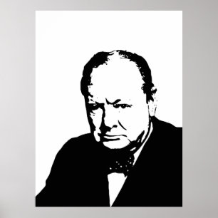 Pôster Arte preto e branco do vetor de Winston Churchill