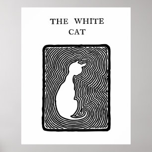 Poster Arte preto e branco do vetor o gato branco