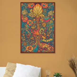 Poster Arte Psicodélica AI Retro 70s Colorida