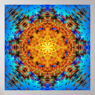 Poster Arte Radiante Vibrante Caleidoscópica Sunburst