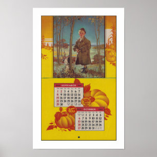 Poster ARTE RECICLADA: Página do calendário de 1940 OUTON