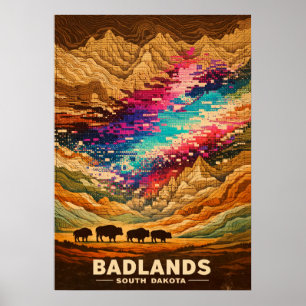 Poster Arte Retro das Terras Más do Dakota do Sul