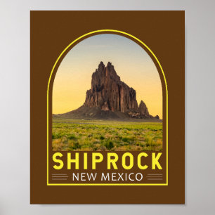 Poster Arte Retro de Emblema de Shiprock Novo México Vint
