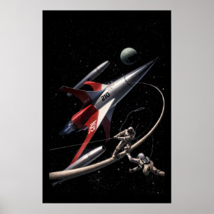 Poster Arte Retro de Ficção Científica Fantasia Astronaut