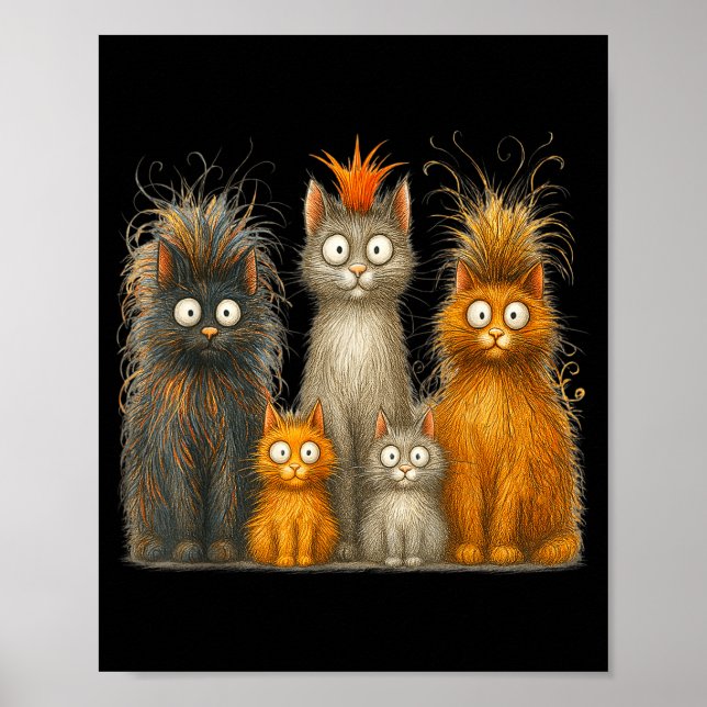 Poster Arte Retro de Gato Loucura Presente de Gatinho Eng (Frente)