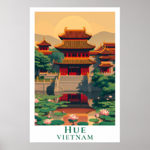 Poster Arte Retro de Viagem Imperial da Cidade Hue Vietna