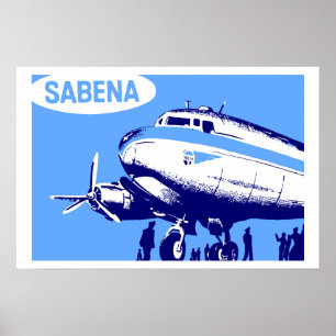 Pôster Arte retro do vetor das linhas aéreas de Sabena