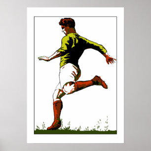 Pôster Arte retro do vetor do futebol do futebol
