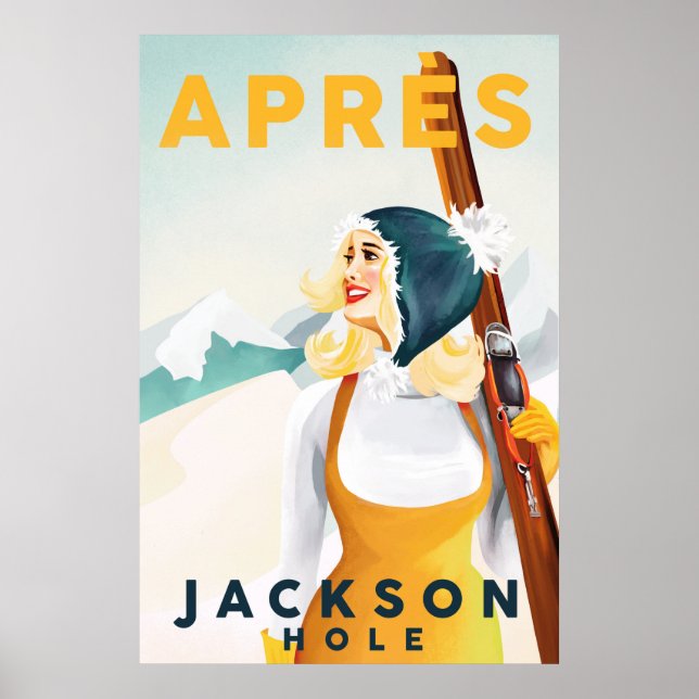 Poster Arte Retro Legal "Apres Ski Jackson Hole" (Frente)