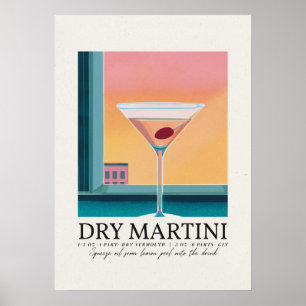 Poster Arte Retro Seca Martini Cor-De-Rosa