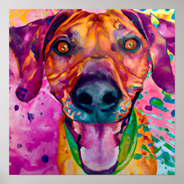 Poster Arte Retrópica Louca e Feliz Ridgeback Ridgeback (Frente)