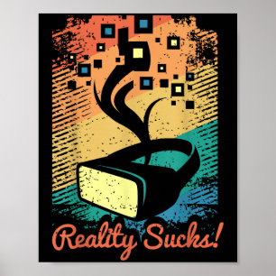 Poster Arte Retrotraída De Gráfico De Realidade Virtual P
